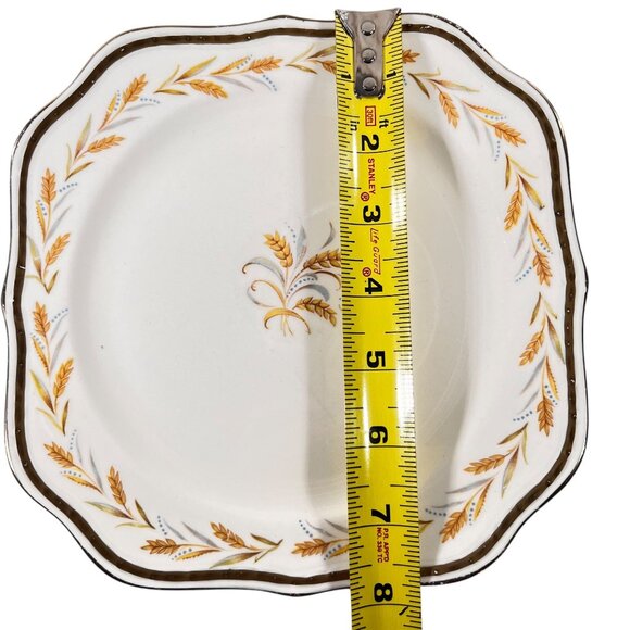 Vtg Homer Laughlin Eggshell Georgian Wheat Square Plates 8" Set Of 2 Gold Rim - Picture 4 of 10